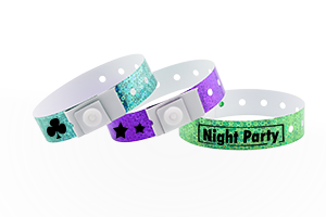 Custom plastic holographic wristbands Canada – reflective multi-day event bands with snap closure
