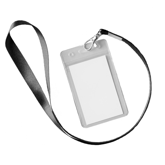 Custom lanyard with clear badge holder – professional event ID sleeve lanyard for staff and attendees in Canada