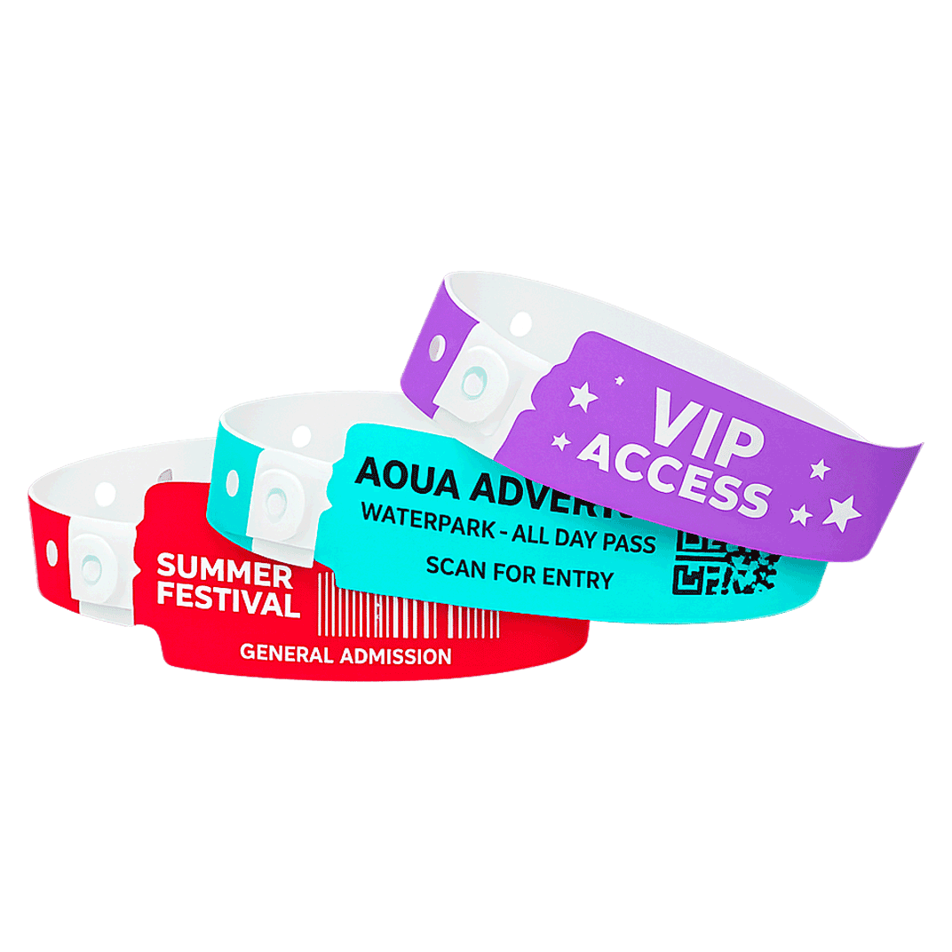 Custom plastic wide face wristbands Canada – durable multi-day event bands for crowd control and access