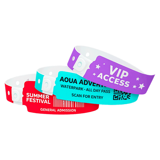 Custom plastic wide face wristbands Canada – durable multi-day event bands for crowd control and access