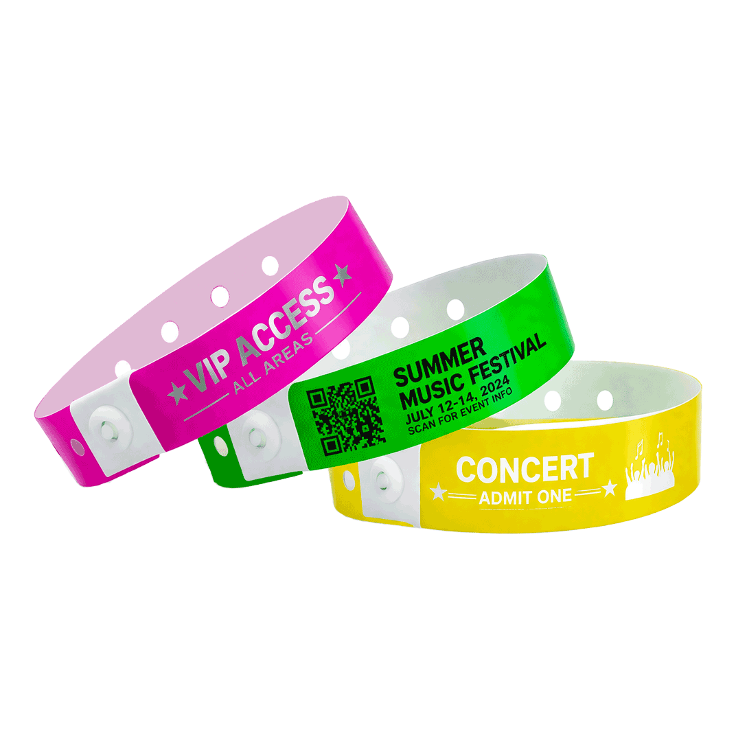 Custom vinyl L-shape wristbands Canada – long-lasting waterproof ID bands for concerts, festivals, and venues