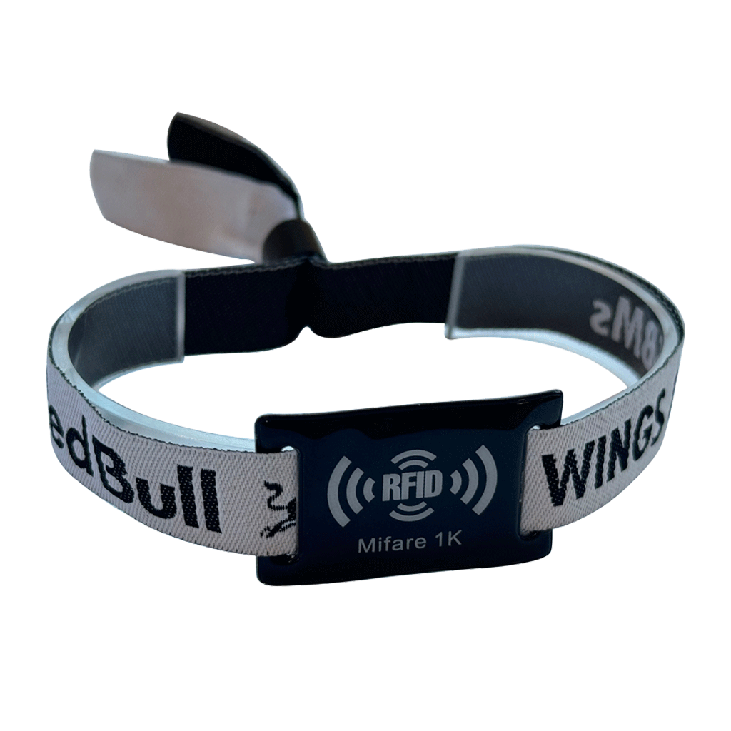 Personalized RFID cloth wristband with sponsor branding