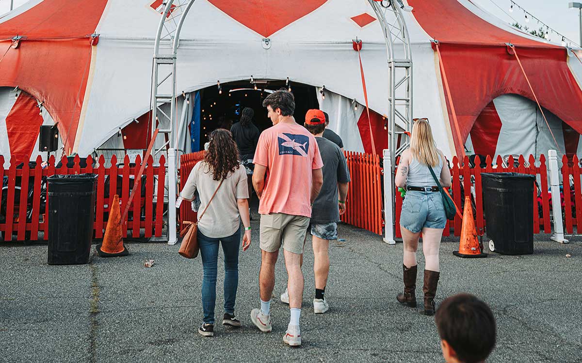 Crowd wearing eco-friendly admission wristbands at Canadian event