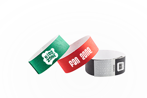 Custom 3/4 inch Tyvek litter free wristbands with clean tab design for events