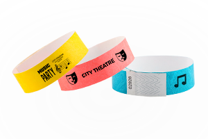 Custom tyvek paper event wristbands with event branding used for event entry