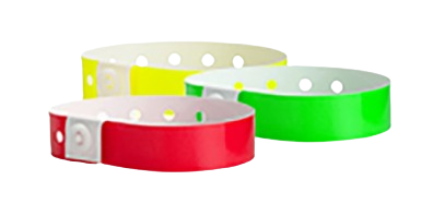 Regular plastic wristbands in 17 vibrant colors for events and venues