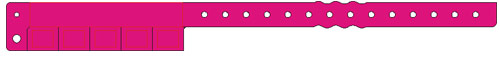 Soft neon pink vinyl wristband with 5 detachable stubs to use for redemption and tickets at events
