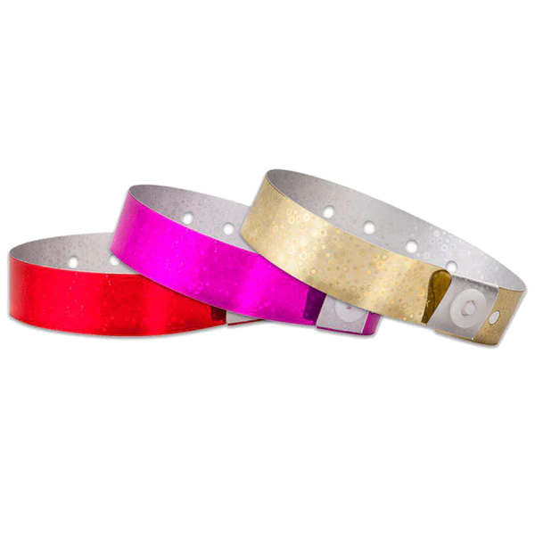 Plastic holographic wristbands Canada – reflective multi-day wristbands for VIP and premium events
