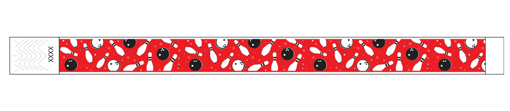 Bowling Fun (Red Full Color) - 3/4" Tyvek® Wristbands