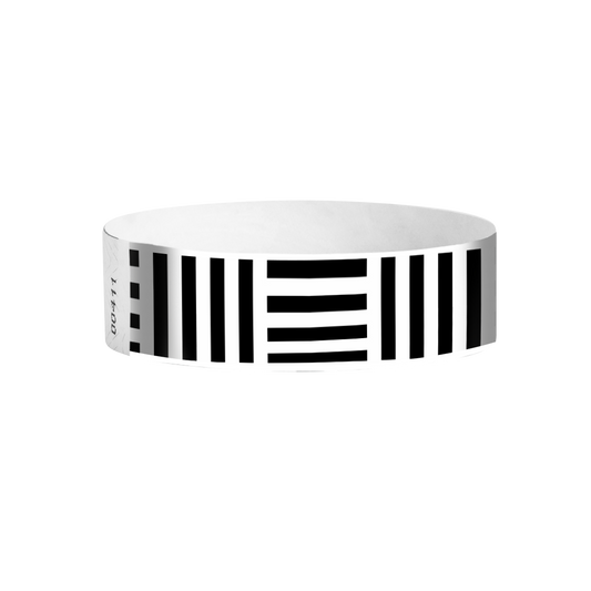 Cipher Stripes Tyvek wristbands Canada – barcode-style striped Tyvek event wristbands
