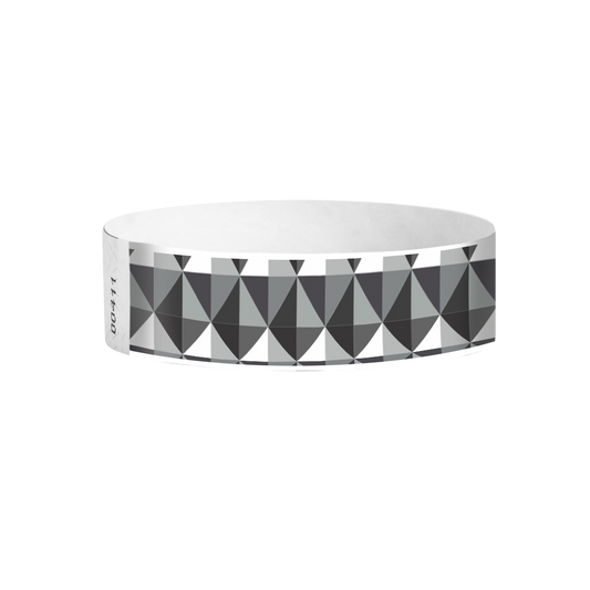 Geometric Diamonds black and gray Tyvek wristbands Canada – modern geometric event bands
