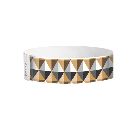 Geometric Diamonds gold and black Tyvek wristbands Canada – premium luxury pattern event bands