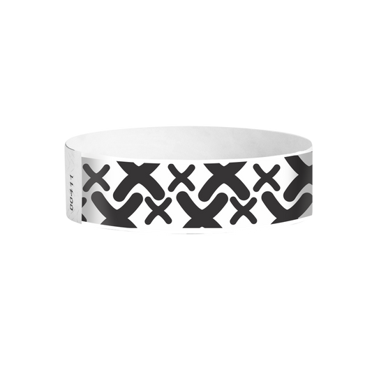 Double X Tyvek wristbands Canada – black and white patterned 3/4 inch event wristbands for crowd control