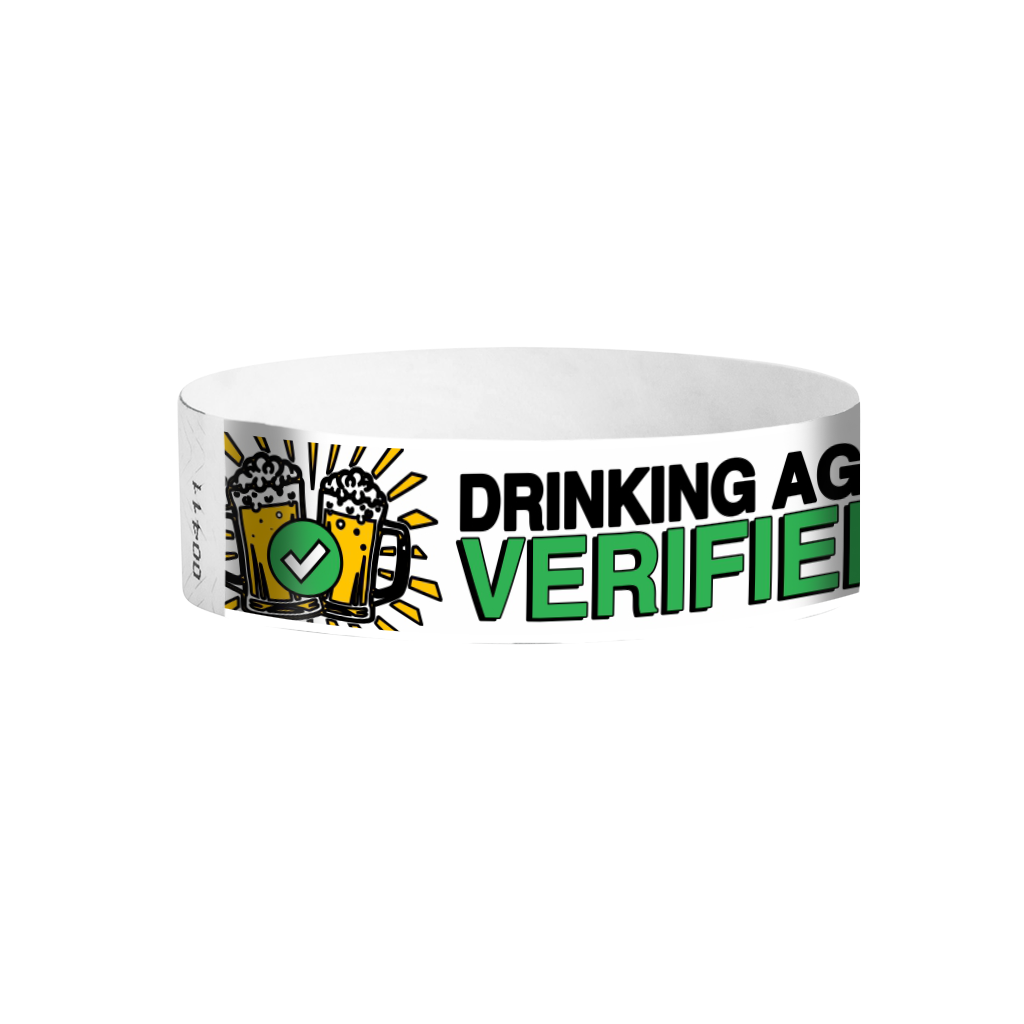 Drinking Age Verified green beer glass Tyvek wristbands Canada – drinking age event wristbands