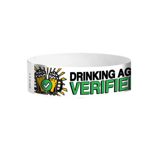 Drinking Age Verified green beer glass Tyvek wristbands Canada – drinking age event wristbands