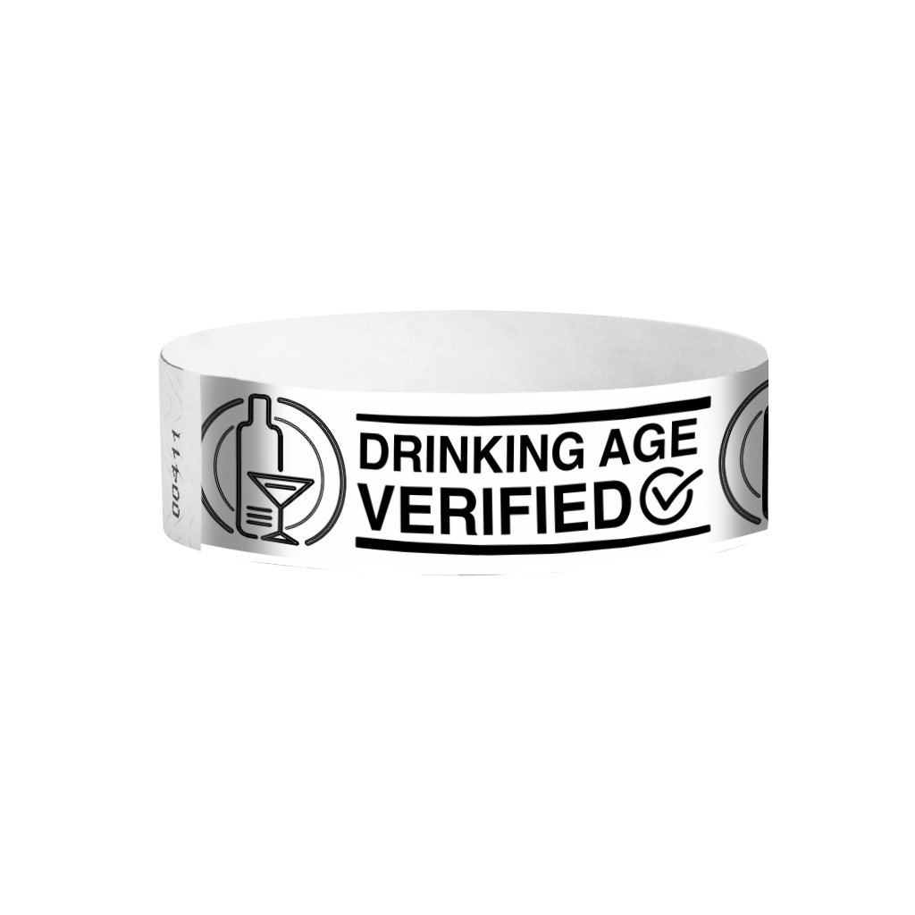 Drinking Age Verified cocktail glass Tyvek wristbands Canada – black and white age verification wristbands