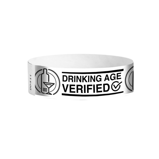 Drinking Age Verified cocktail glass Tyvek wristbands Canada – black and white age verification wristbands