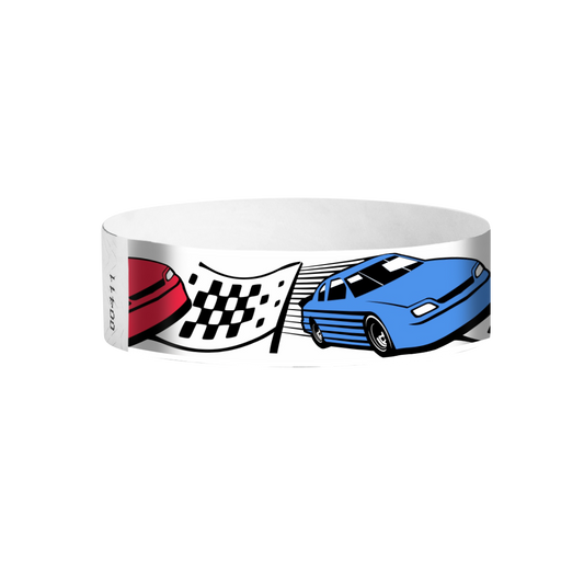 Fast Lane full-colour racecar Tyvek wristbands Canada – vibrant racing wristbands for themed events