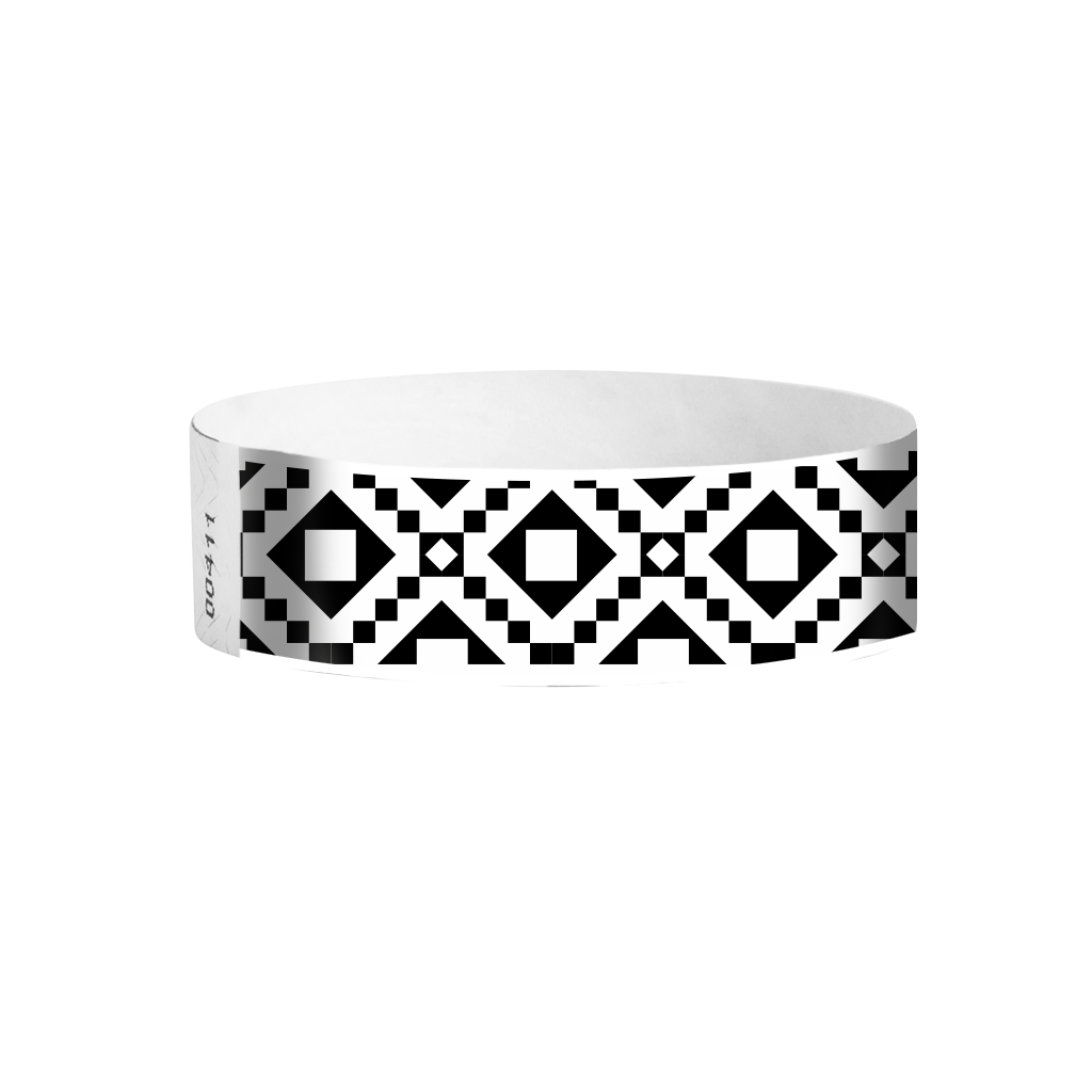 Fiesta Tyvek wristbands Canada – black and white fiesta pattern wristbands for parties and events