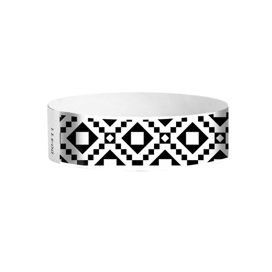 Fiesta Tyvek wristbands Canada – black and white fiesta pattern wristbands for parties and events