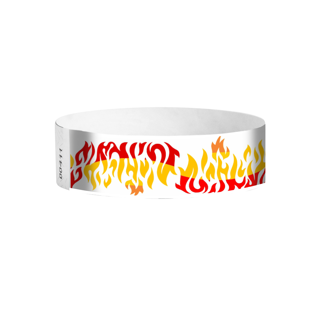 Flames full-colour Tyvek wristbands Canada – vibrant fire-themed wristbands for events and venues