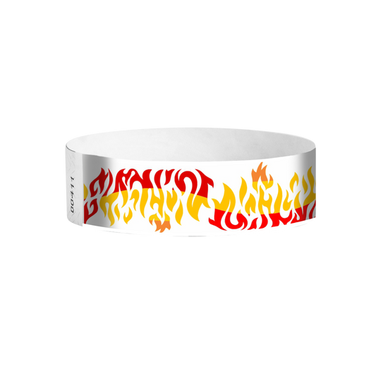 Flames full-colour Tyvek wristbands Canada – vibrant fire-themed wristbands for events and venues