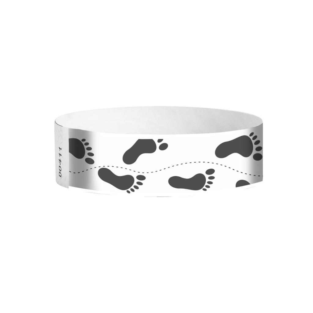 Footprint Tyvek wristbands Canada – foot pattern wristbands for wet events and family venues