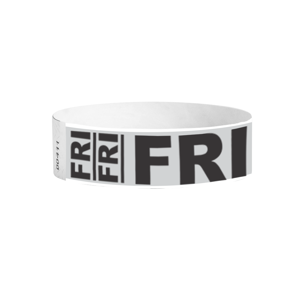 Friday Tyvek wristbands Canada – grey Friday-labelled wristbands for multi-day events