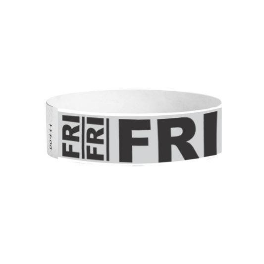 Friday Tyvek wristbands Canada – grey Friday-labelled wristbands for multi-day events