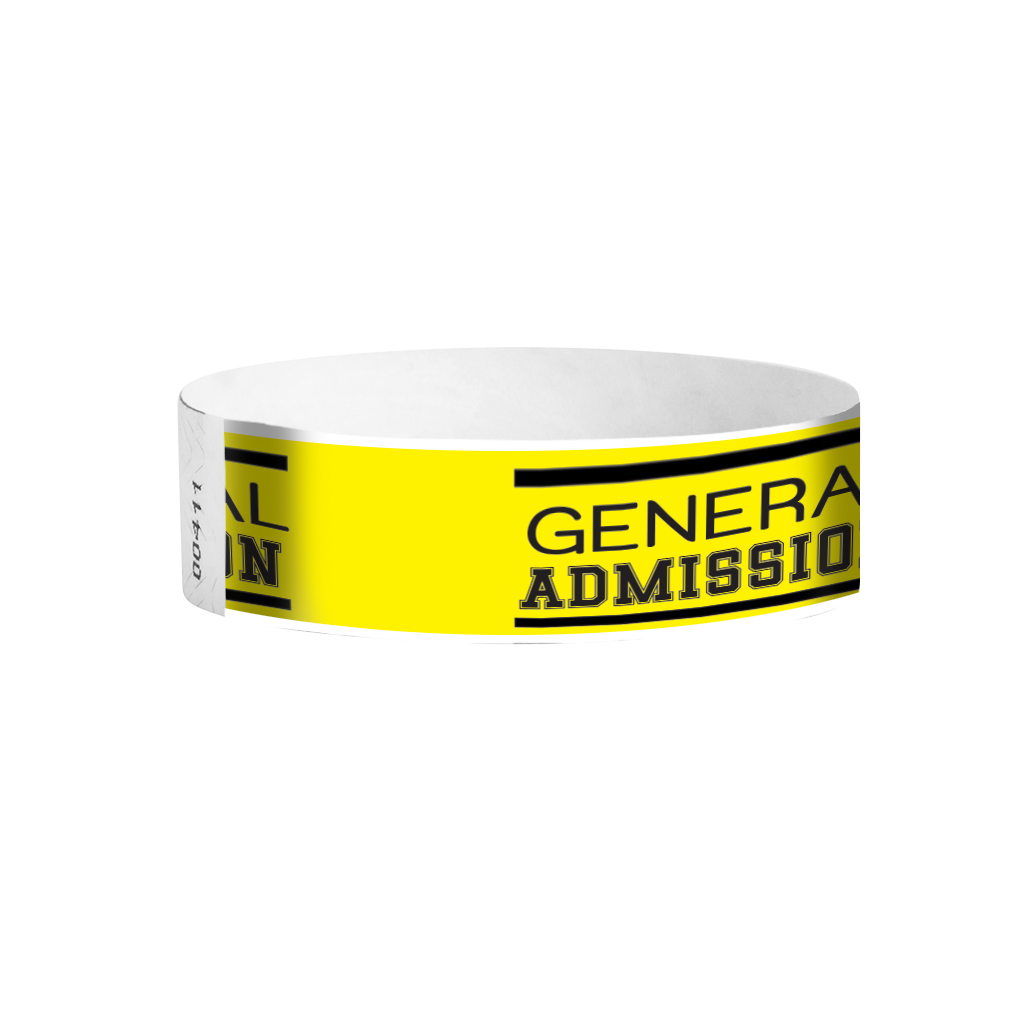 General Admission classic Tyvek wristbands Canada – yellow GA entry wristbands for crowd control