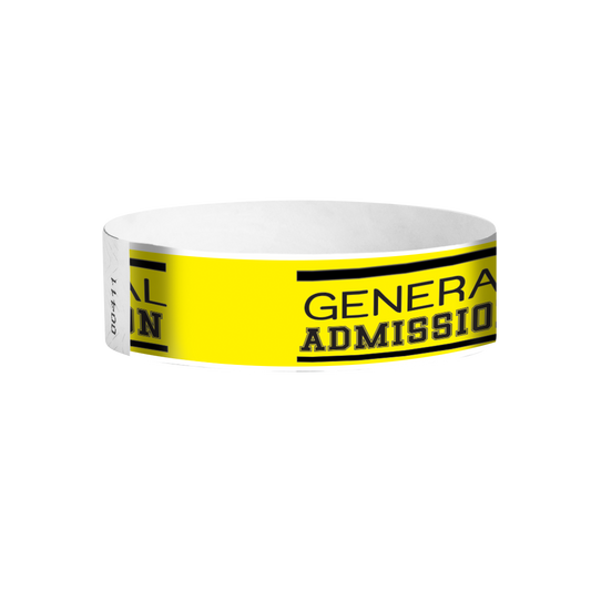 General Admission classic Tyvek wristbands Canada – yellow GA entry wristbands for crowd control