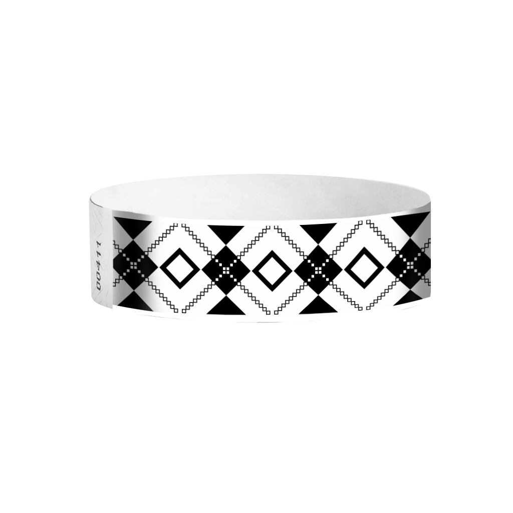 Interlaced Diamonds Tyvek wristbands Canada – black and white geometric pattern event bands