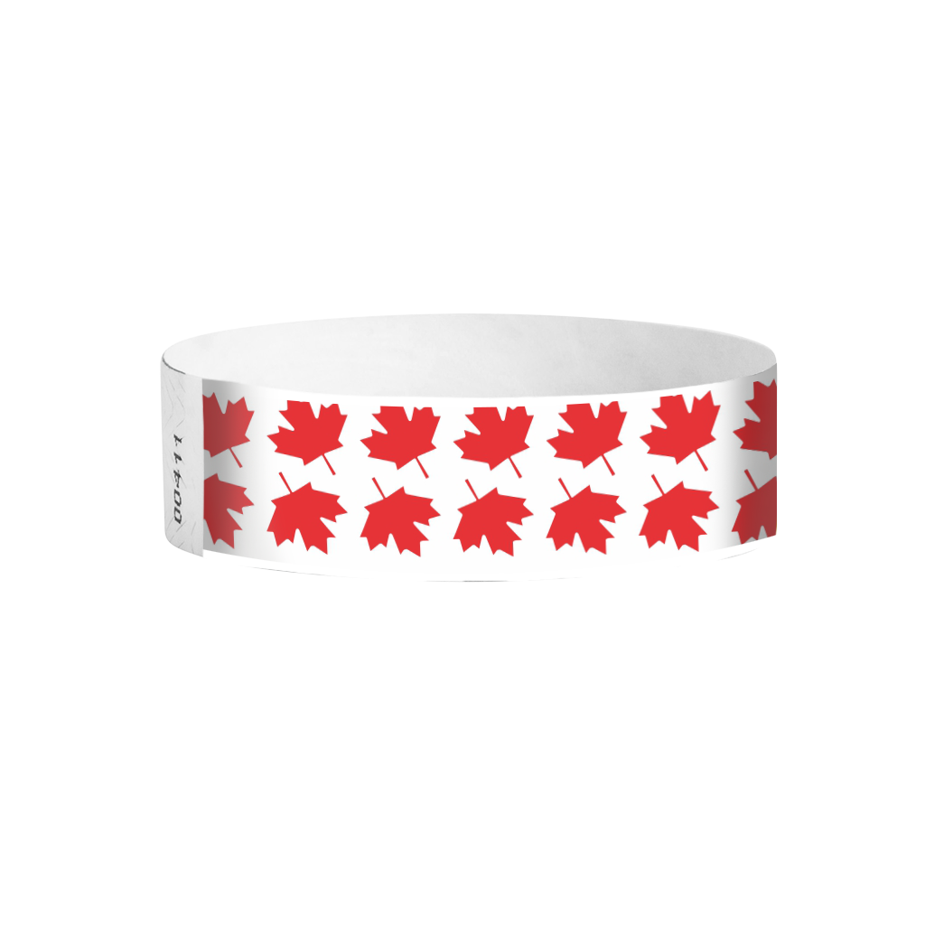 Maple Rush Tyvek wristbands Canada – red maple leaf wristbands celebrating Canadian pride