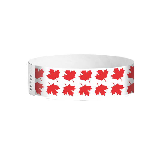 Maple Rush Tyvek wristbands Canada – red maple leaf wristbands celebrating Canadian pride
