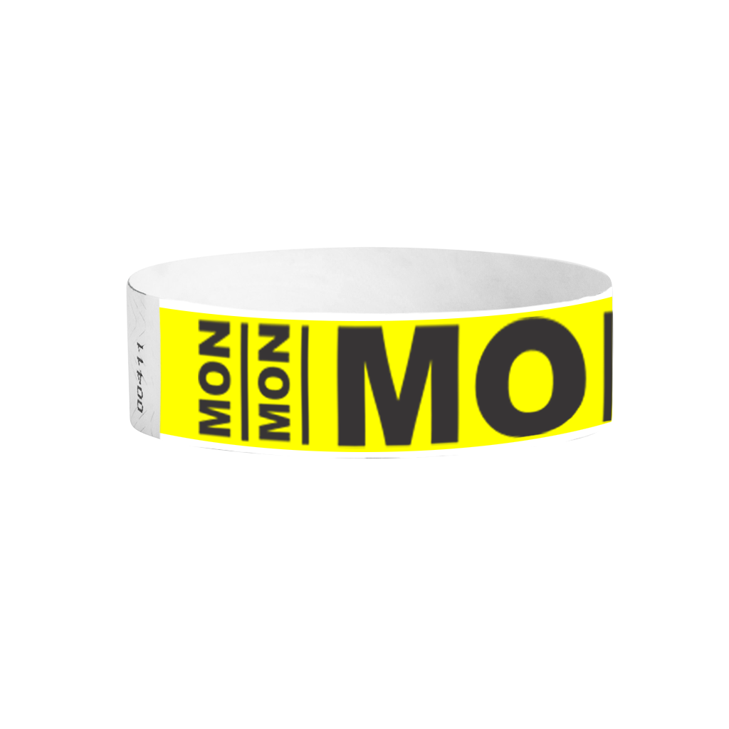 Monday Tyvek wristbands Canada – bright yellow weekday wristbands for events
