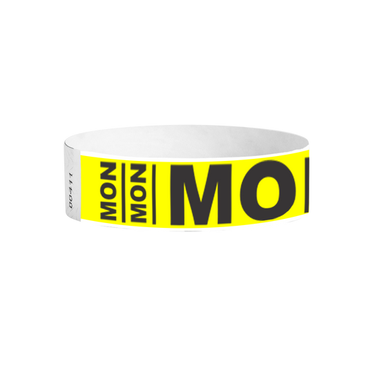Monday Tyvek wristbands Canada – bright yellow weekday wristbands for events