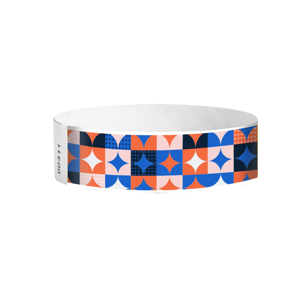 Mosaic Tyvek wristbands Canada – colourful mosaic pattern wristbands for events and celebrations