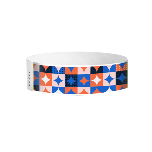 Mosaic Tyvek wristbands Canada – colourful mosaic pattern wristbands for events and celebrations