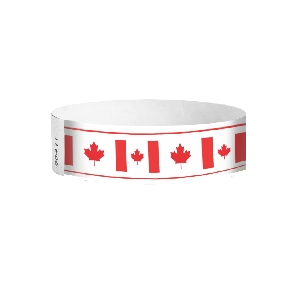 Northern Pride Tyvek wristbands Canada – Canadian flag wristbands for patriotic events
