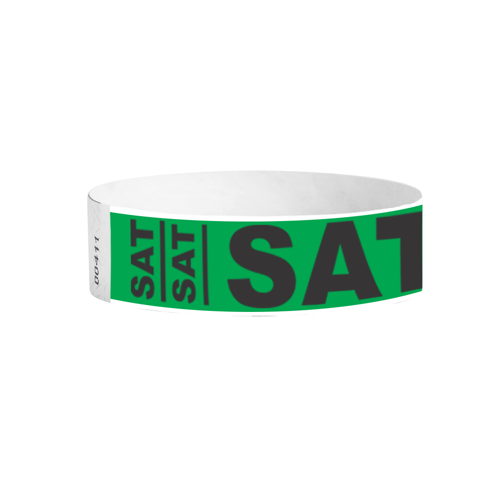 Saturday Tyvek wristbands Canada – green day-of-the-week event wristbands