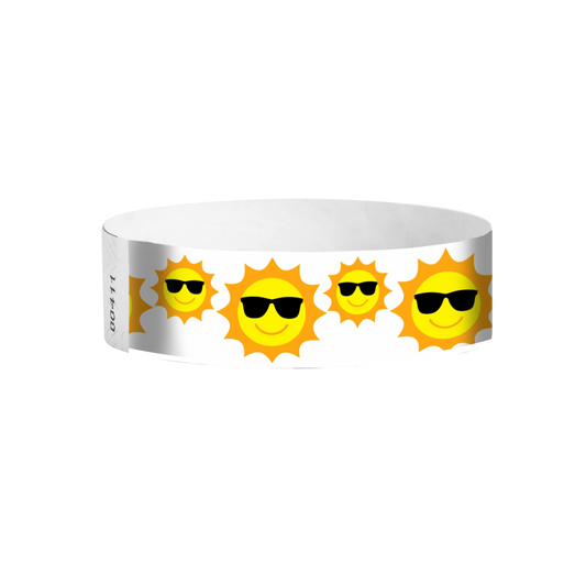 Sunfaces full-colour Tyvek wristbands Canada – bright yellow smiley-face event wristbands for parties and festivals