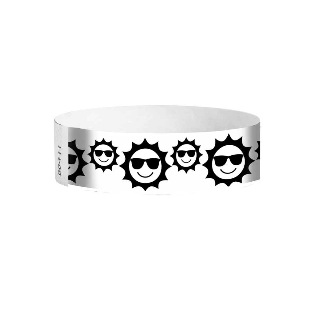 Sunfaces Tyvek wristbands Canada – black and white patterned smiley-face wristbands for events