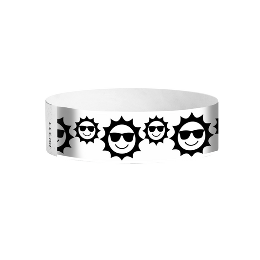 Sunfaces Tyvek wristbands Canada – black and white patterned smiley-face wristbands for events