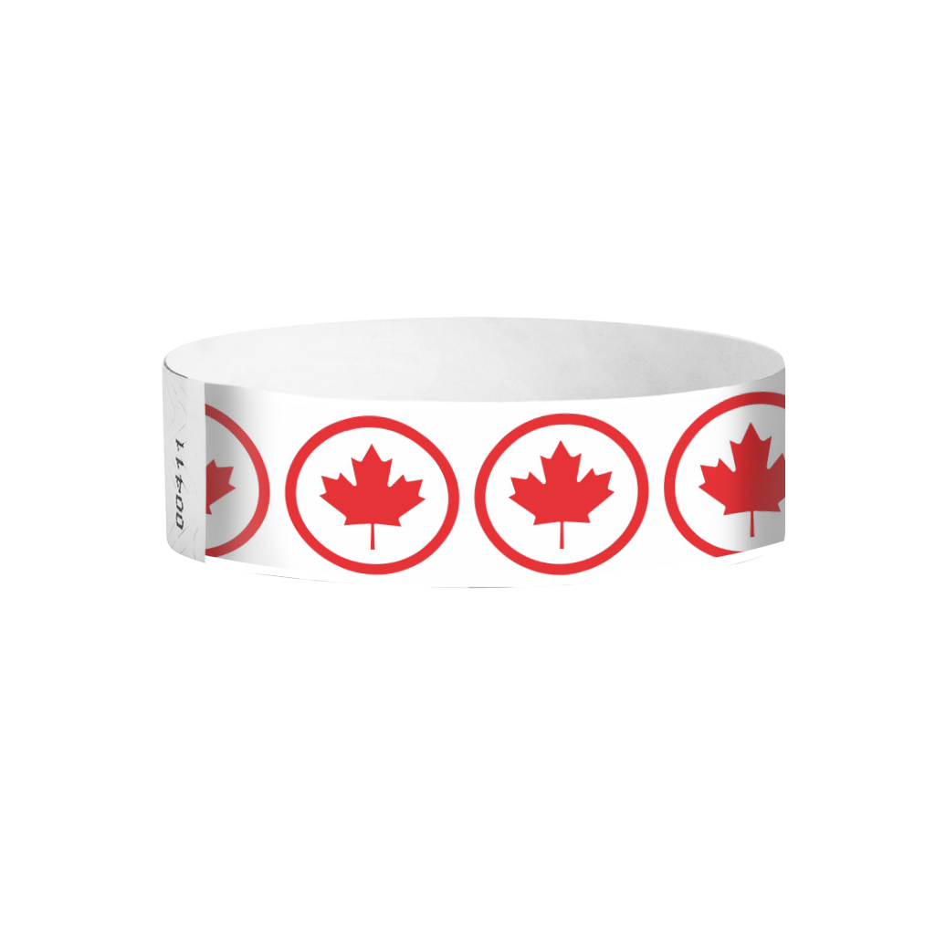 True North Tyvek wristbands Canada – red and white Canada-themed wristbands for events