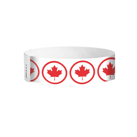 True North Tyvek wristbands Canada – red and white Canada-themed wristbands for events
