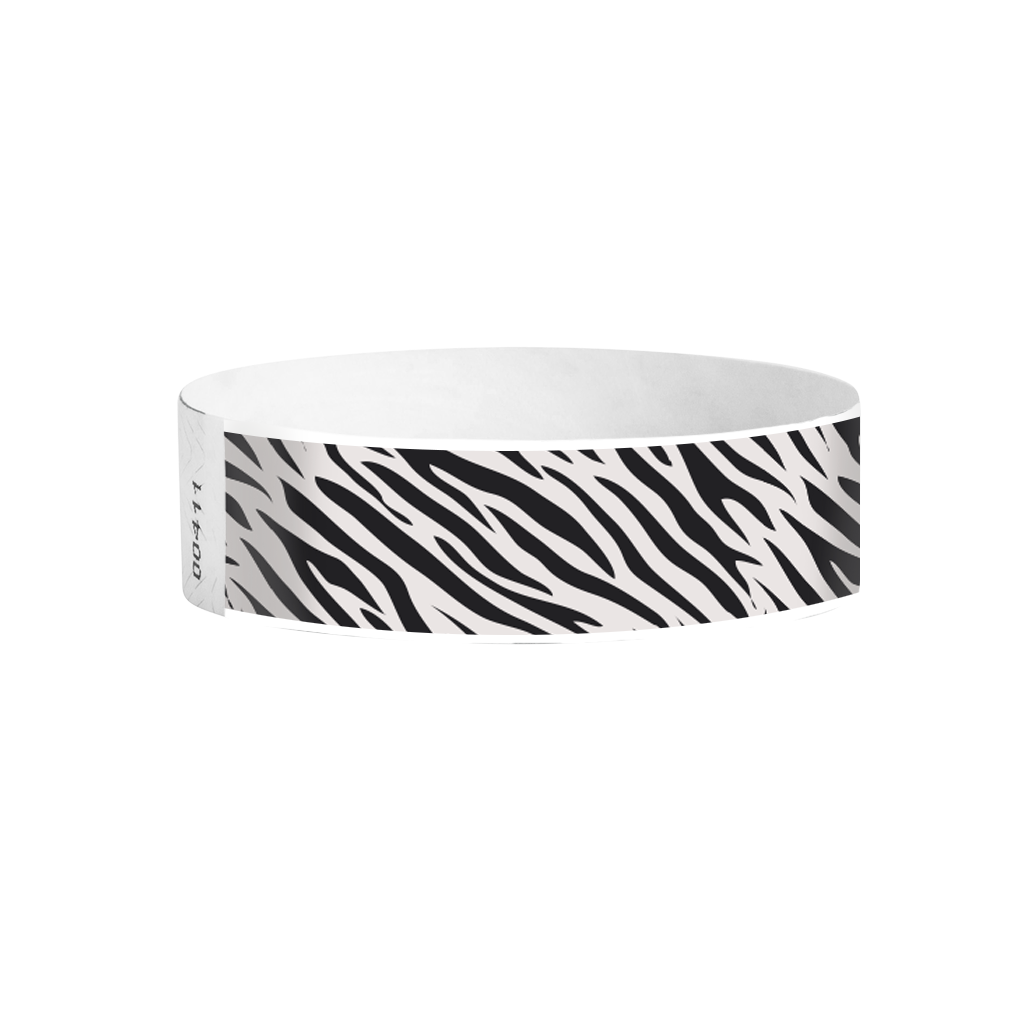 Zebra Vibe Tyvek wristbands Canada – black and white zebra stripe wristbands for events