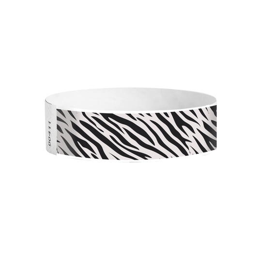 Zebra Vibe Tyvek wristbands Canada – black and white zebra stripe wristbands for events