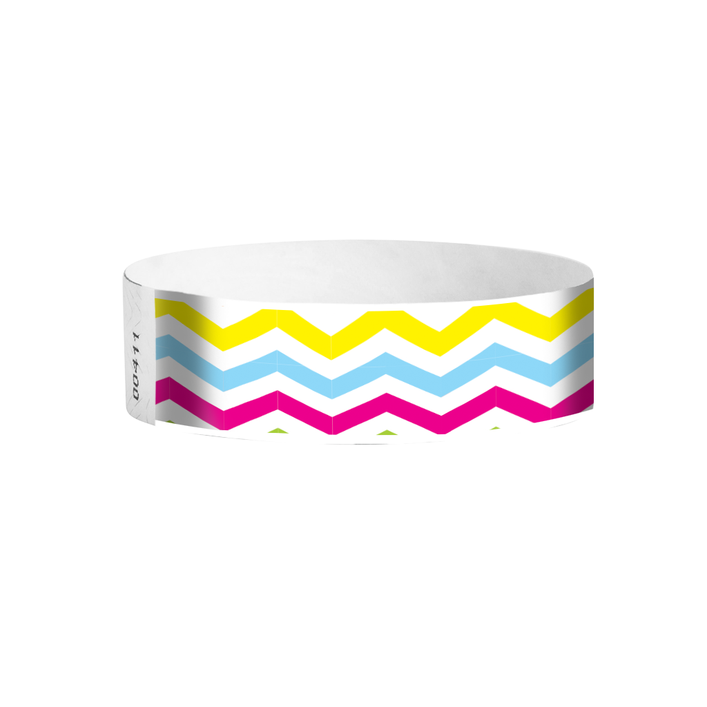 Zigzag Tyvek wristbands Canada – full color zigzag patterned event wristbands for parties and venues
