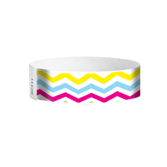 Zigzag Tyvek wristbands Canada – full color zigzag patterned event wristbands for parties and venues