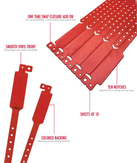 Vinyl Wide Face Wristbands
